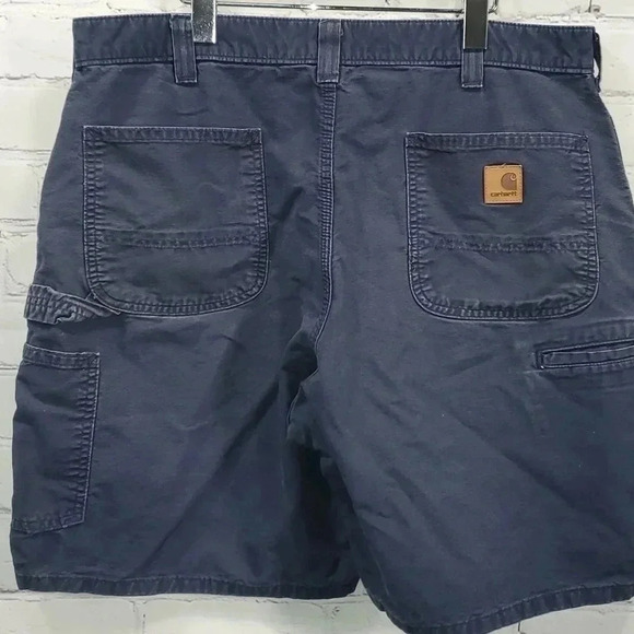 Carhartt Men's Cargo Shorts Size 38 Relaxed Fit Navy Blue Flat Front Canvas - Picture 6 of 9